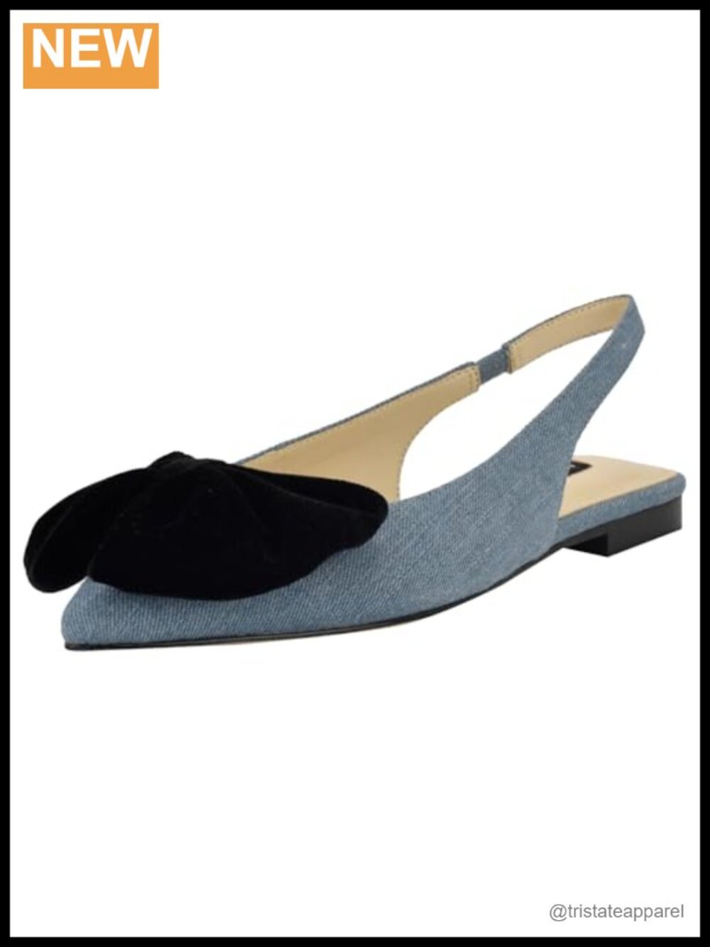 Pointed Toe Slingback Dress Flats Textile Upper Formal Bow Detail